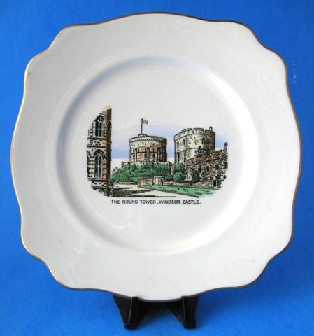 Windsor Castle Souvenir Plate 6.25 Inches Buckfast Potteries Square Plate 1950s