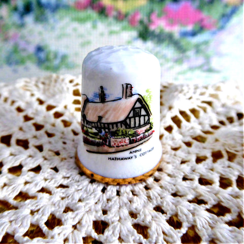 Thimble Anne Hathaway's Cottage Bone China Thatched Sewing Thimble 197 –  Antiques And Teacups