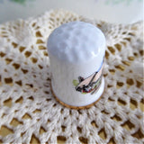 Thimble Anne Hathaway's Cottage Bone China Thatched Sewing Thimble 1970s