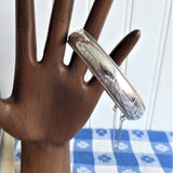 Sterling Silver Bangle Bracelet Handmade Hinged Hand Engraved 1950s Continental