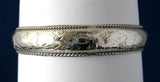 Sterling Silver Bangle Bracelet Handmade Hinged Hand Engraved 1950s Continental