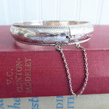 Sterling Silver Bangle Bracelet Handmade Hinged Hand Engraved 1950s Continental