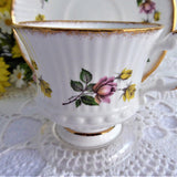Pink And Yellow Roses Cup And Saucer Elizabethan England 1970s Bone China