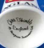 England Thimble 3 Lions English Bone China Shield 1970s Sewing Thimble Souvenir