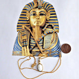 Necklace Egyptian Scarab Pendant White Milk Glass And GF Chain King Tut Exhibit