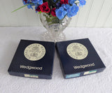 Queen Elizabeth II Silver Wedding Dish Pair 1972 Wedgwood Dark Blue Jasper Boxed