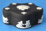 Wedgwood Black Jasperware Box Star Shaped With Lid Aurora 1972