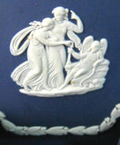 Wedgwood Jasperware Lidded Box 1973 Cupid Asleep Dark Blue Hexagon