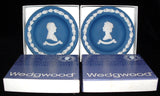 Wedgwood Dish Pair Queen Elizabeth II Philip Jasperware Silver Jubilee 1977 Royal Blue Boxed