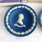 Wedgwood Dish Pair Queen Elizabeth II Philip Jasperware Silver Jubilee 1977 Royal Blue Boxed