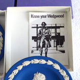 Wedgwood Dish Pair Queen Elizabeth II Philip Jasperware Silver Jubilee 1977 Royal Blue Boxed