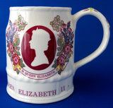 Queen Elizabeth II Tankard Silver Jubilee 1977 Masons Mug Large Transferware