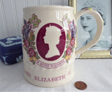 Queen Elizabeth II Tankard Silver Jubilee 1977 Masons Mug Large Transferware