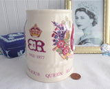 Queen Elizabeth II Tankard Silver Jubilee 1977 Masons Mug Large Transferware