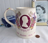 Queen Elizabeth II Tankard Silver Jubilee 1977 Masons Mug Large Transferware