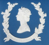 Queen Elizabeth II Silver Jubilee 1977 Blue Jasperware Square Wedgwood Lidded Box