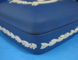 Queen Elizabeth II Silver Jubilee 1977 Blue Jasperware Square Wedgwood Lidded Box