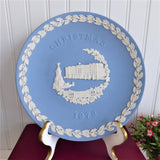 Wedgwood Christmas Plate 1979 Buckingham Palace London Blue White Jasper Boxed