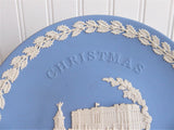 Wedgwood Christmas Plate 1979 Buckingham Palace London Blue White Jasper Boxed