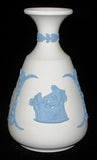 Vase Wedgwood Blue On White Jasperware Cupid Asleep Aurora 1980