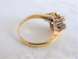 Ring 14k Gold 12 Diamonds Bypass 1980s 12 Brilliant Cut Diamonds Cluster Engagement