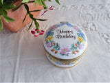 Happy Birthday Trinket Box English Porcelain 1980s Ring Box Trinket Falcon UK
