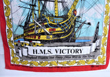 HMS Victory Tea Towel 1980s Admiral Nelson Warship Ulster Irish Linen Sailing Ship