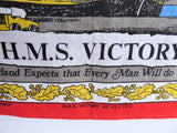 HMS Victory Tea Towel 1980s Admiral Nelson Warship Ulster Irish Linen Sailing Ship