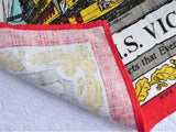 HMS Victory Tea Towel 1980s Admiral Nelson Warship Ulster Irish Linen Sailing Ship