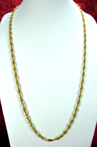Italian 20 Inch Chain Necklace Italy 22kt Gold Over Sterling Silver Twisted 1970s