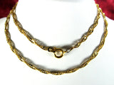 Italian 20 Inch Chain Necklace Italy 22kt Gold Over Sterling Silver Twisted 1970s