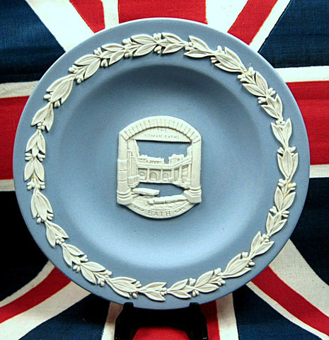 Wedgwood Round Dish Blue Jasper Romans Baths Bath England Small Plate