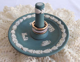 Ring Holder Wedgwood Teal Green Jasperware 1980s Cupids Proposal