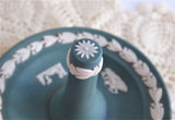 Ring Holder Wedgwood Teal Green Jasperware 1980s Cupids Proposal