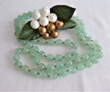 Apple Green Jadeite Knotted Bead Necklace 32 Inches Long Jade Beads Celadon