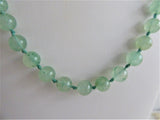 Apple Green Jadeite Knotted Bead Necklace 32 Inches Long Jade Beads Celadon