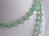 Apple Green Jadeite Knotted Bead Necklace 32 Inches Long Jade Beads Celadon