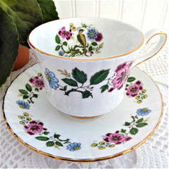 1980s-teacup-Bird-of-Paradise-  Staffordshire Engravings BIRD OF PARADISE Cups Set of Two main image 0