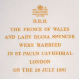 Princess Diana and Charles Royal Wedding Plate Coalport 1981 Pretty 11 Inch