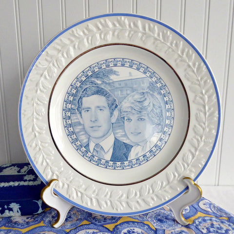 Prince Charles Princess Diana Royal Wedding Blue Transferware Plate Adams 1981