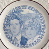 Prince Charles Princess Diana Royal Wedding Blue Transferware Plate Adams 1981