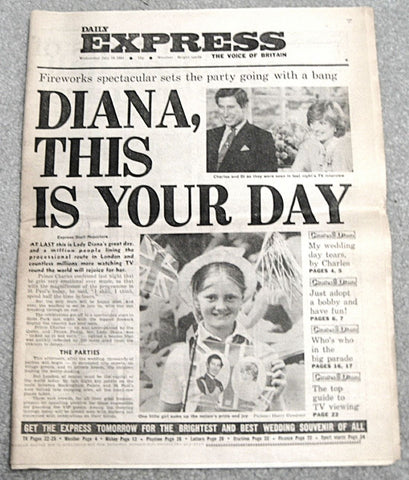 Charles And Diana Royal Wedding 1981 Daily Express Paper Royal Memorabilia