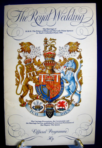 Prince Charles Lady Diana Royal Wedding Program Lady Di 1981 Minor Stains