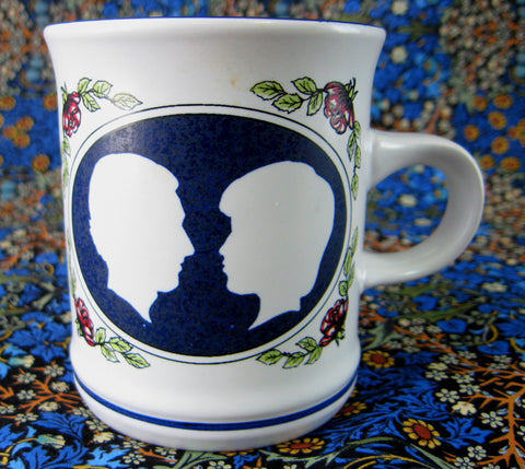 Mug Royal Wedding Charles And Diana Denby Pottery 1981 Profiles Roses Bells