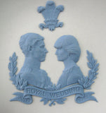 Royal Wedding 1981 Charles Diana Reverse Blue Jasperware Dish With Stand