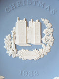 Wedgwood 1982 Lambeth Palace Christmas Plate Original Box Blue And White Jasperware