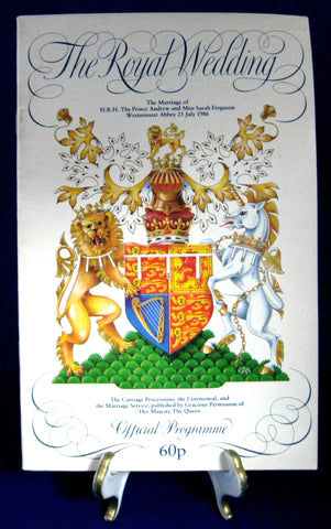 Prince Andrew Royal Wedding Program Sarah Ferguson 1986 Fergie
