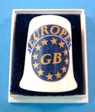 English Thimble Union Jack EU Bone China Mint In Box 1970s British Flag