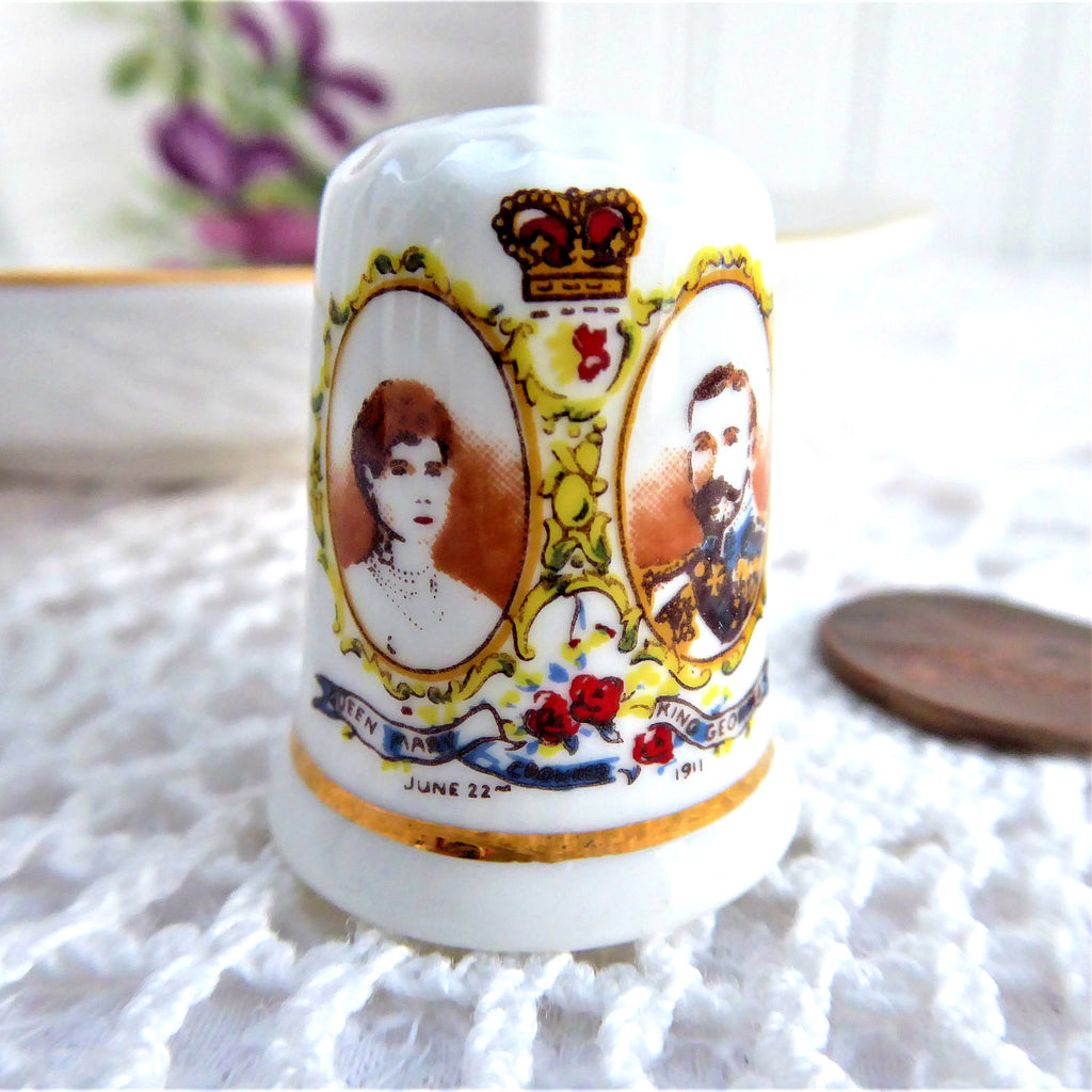 Thimble King V and Mary 1911 Coronation Commemorative English F