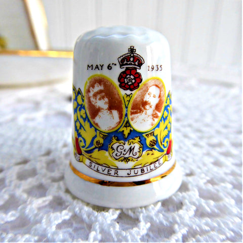 Thimble King George V and Mary Silver Jubilee 1910-1935 English Bone China